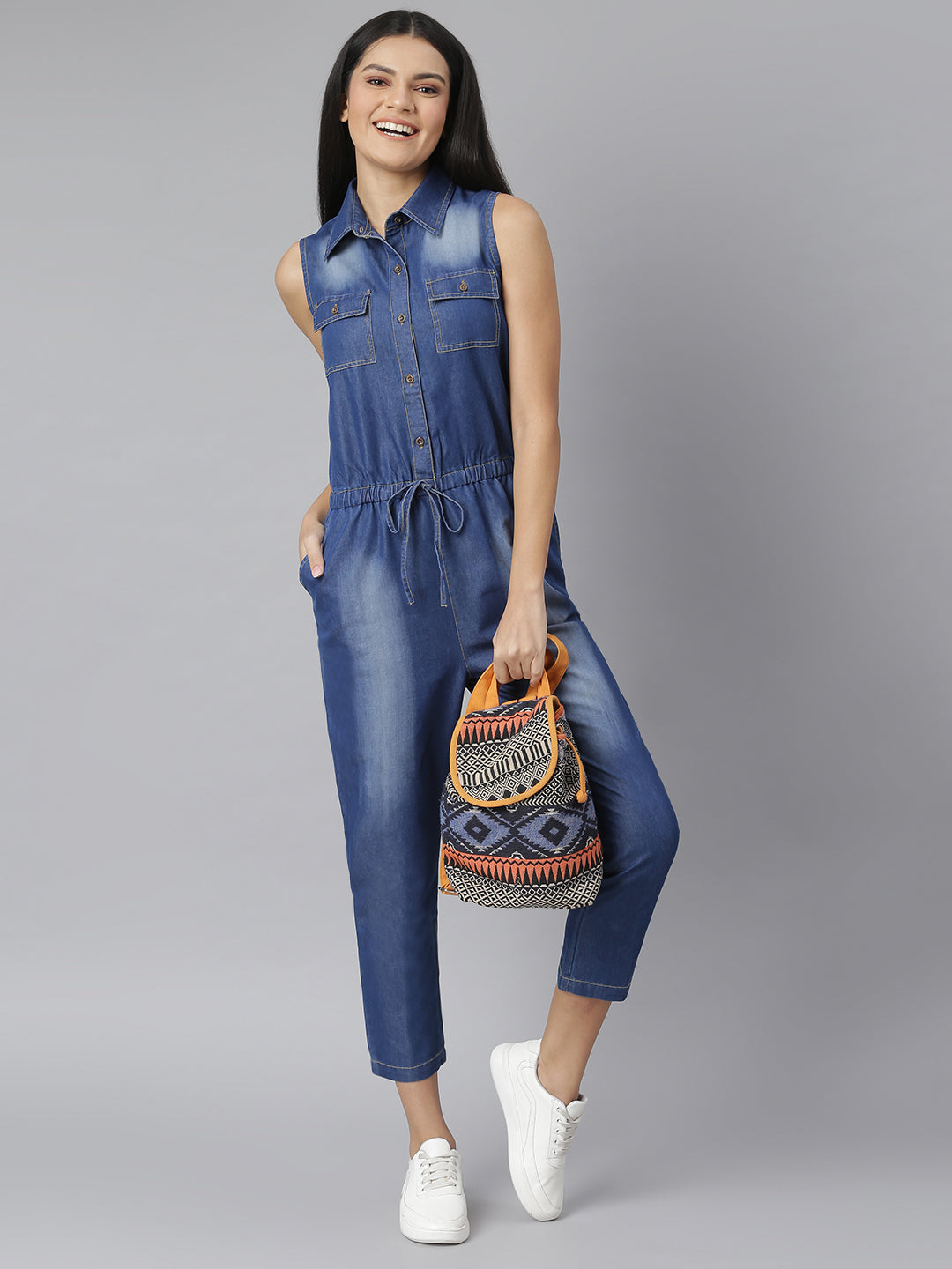 Women's Blue Denim Jumpsuit