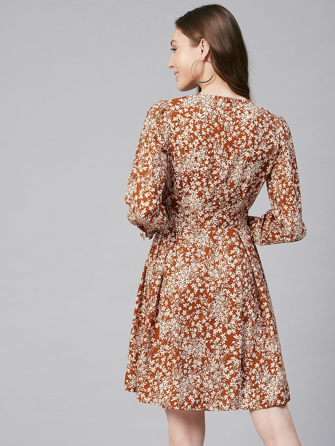 Women's Rust Polyester Pintuck Dress