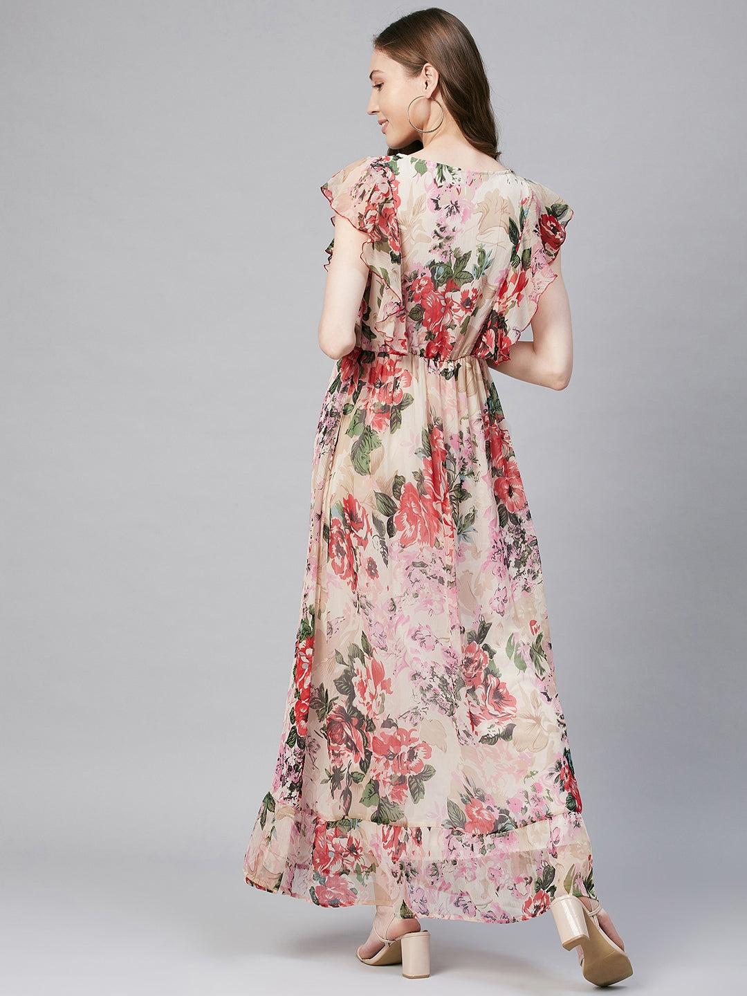 Women's Floral Chiffon Maxi Dress