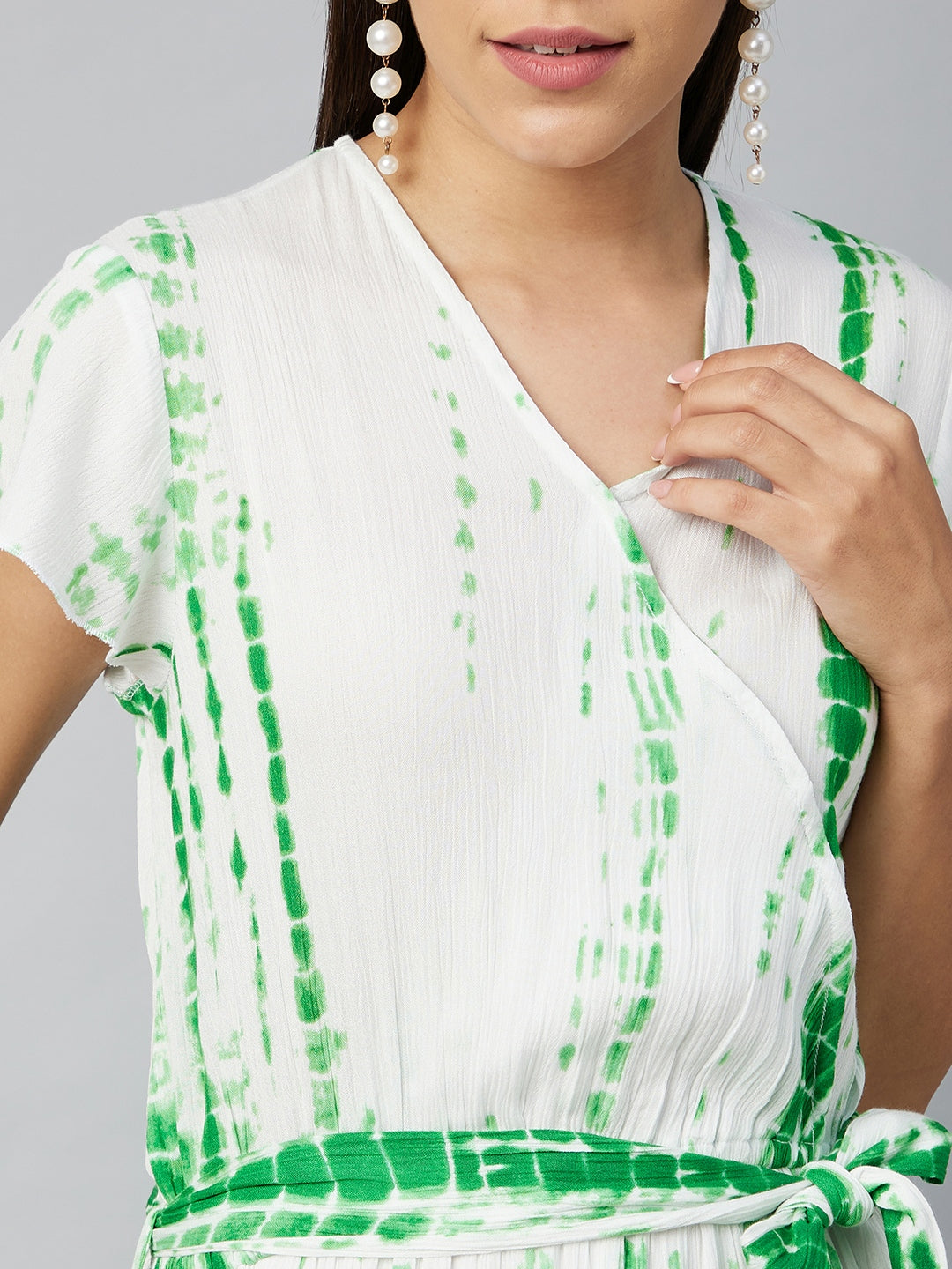 Women's Green Tie & Dye Rayon printed Jumpsuit