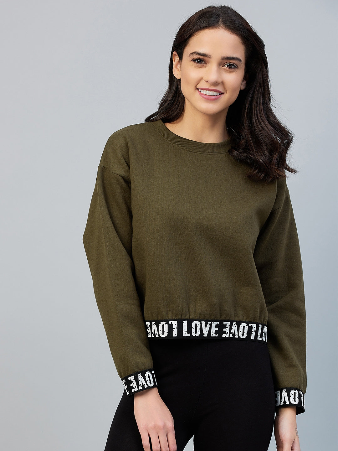 Women's Olive Love Taped Sweatshirt