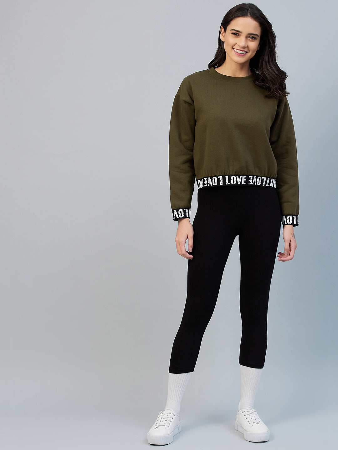 Women's Olive Love Taped Sweatshirt