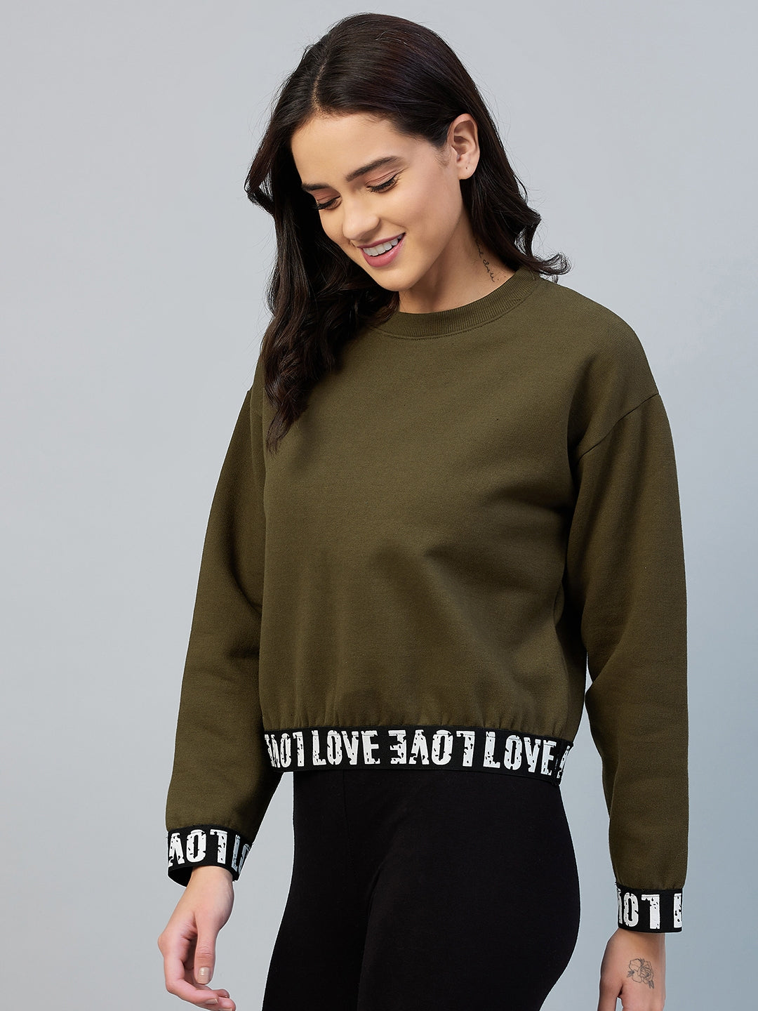 Women's Olive Love Taped Sweatshirt