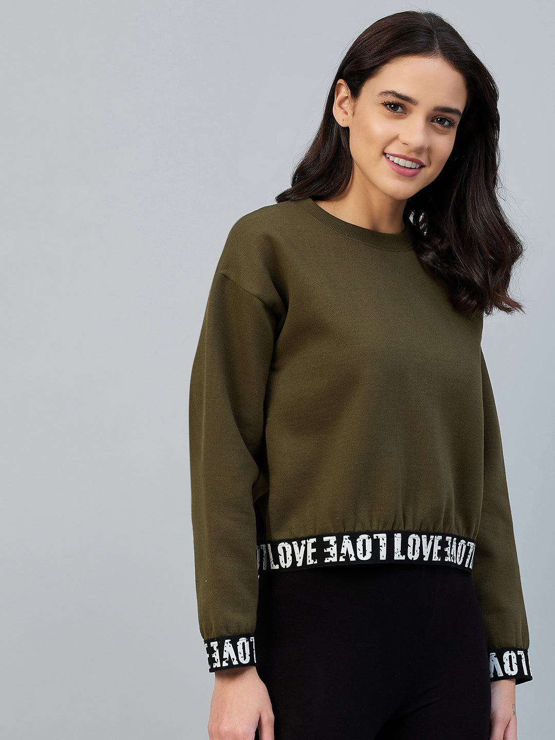 Women's Olive Love Taped Sweatshirt