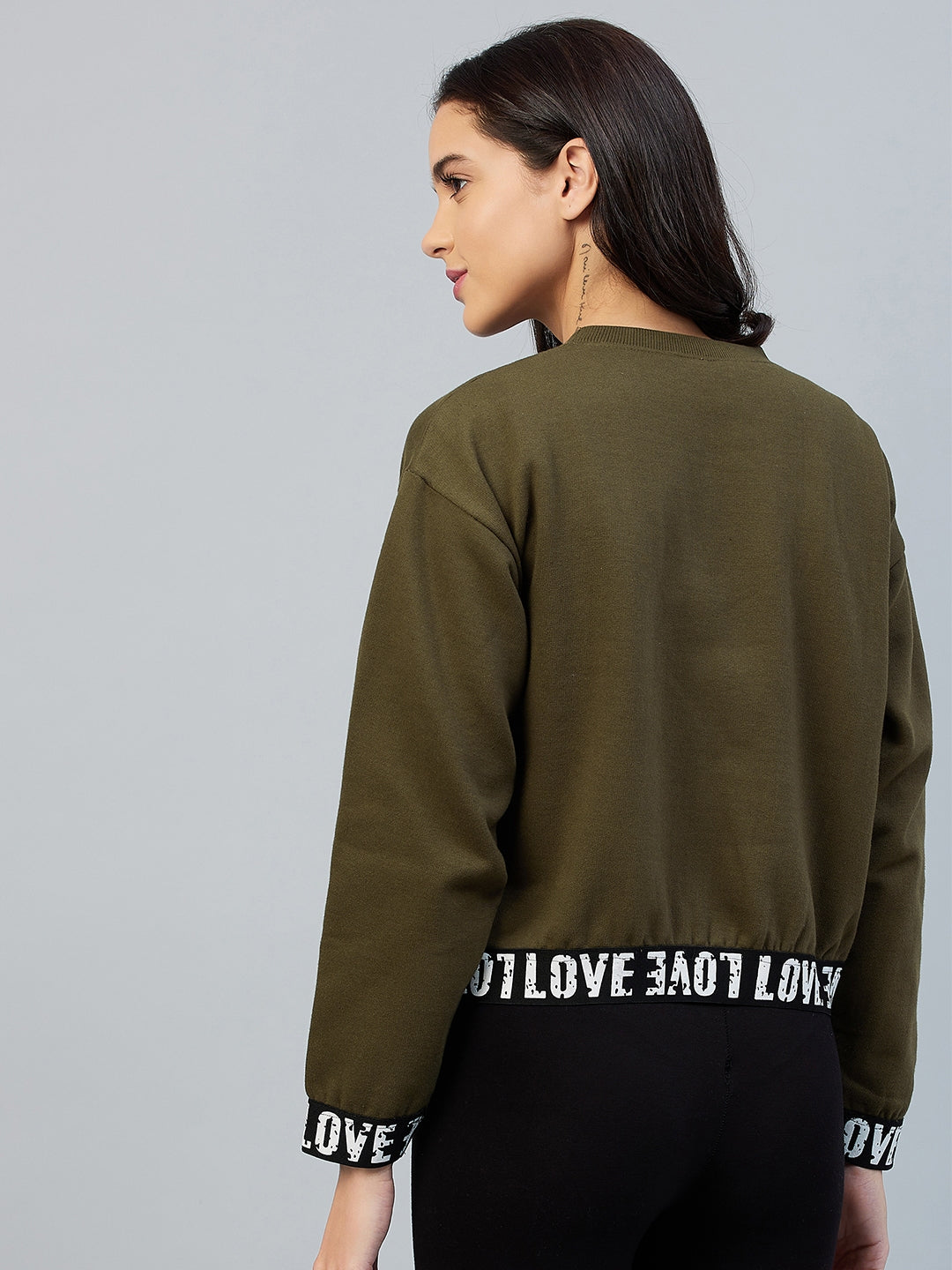 Women's Olive Love Taped Sweatshirt
