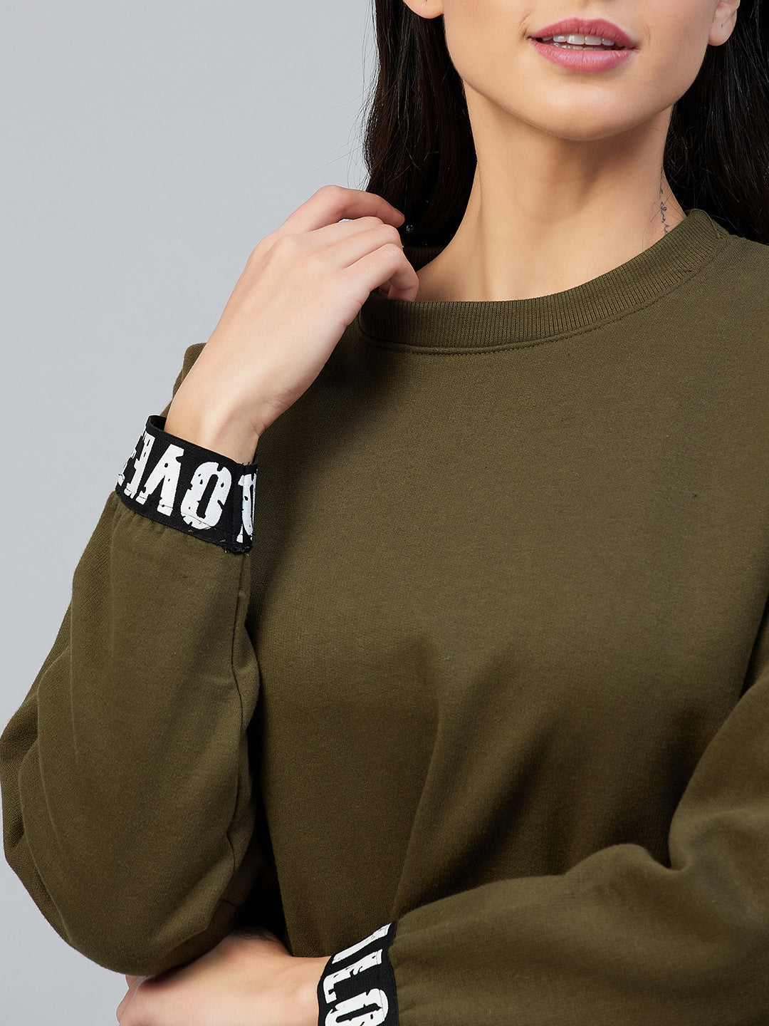 Women's Olive Love Taped Sweatshirt