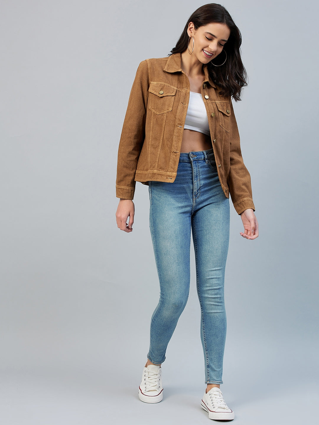 Women's Brown Cotton Twill Jacket
