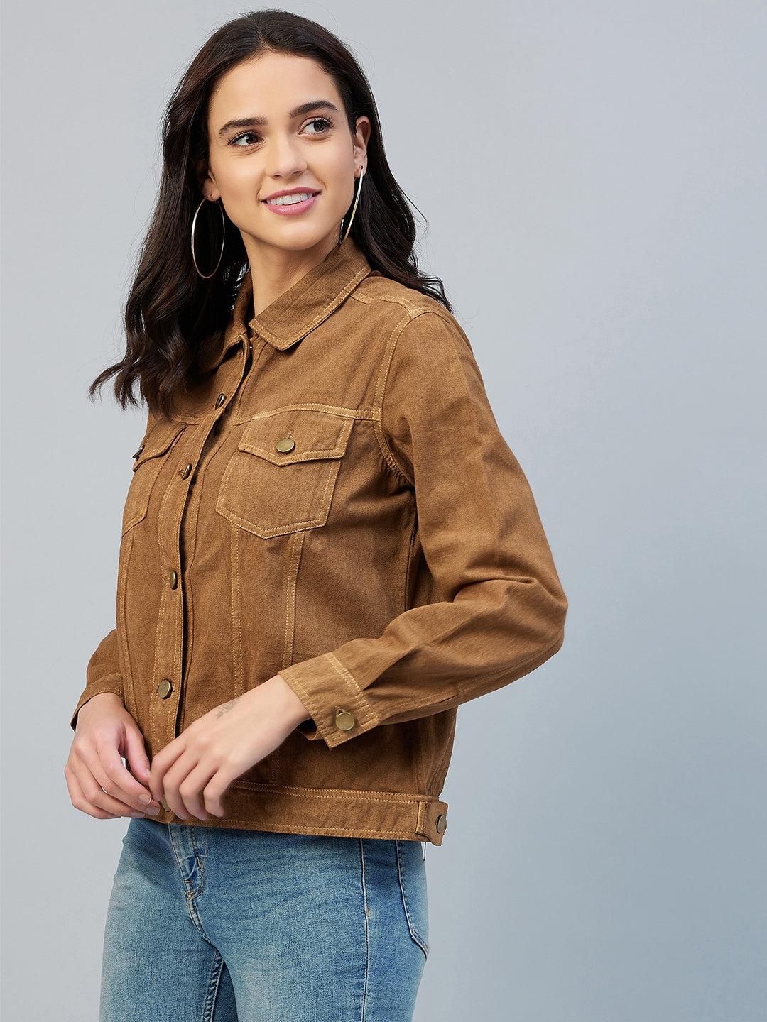 Women's Brown Cotton Twill Jacket