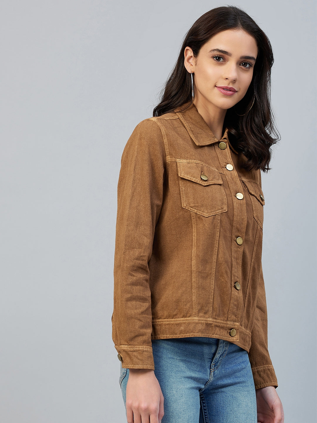 Women's Brown Cotton Twill Jacket