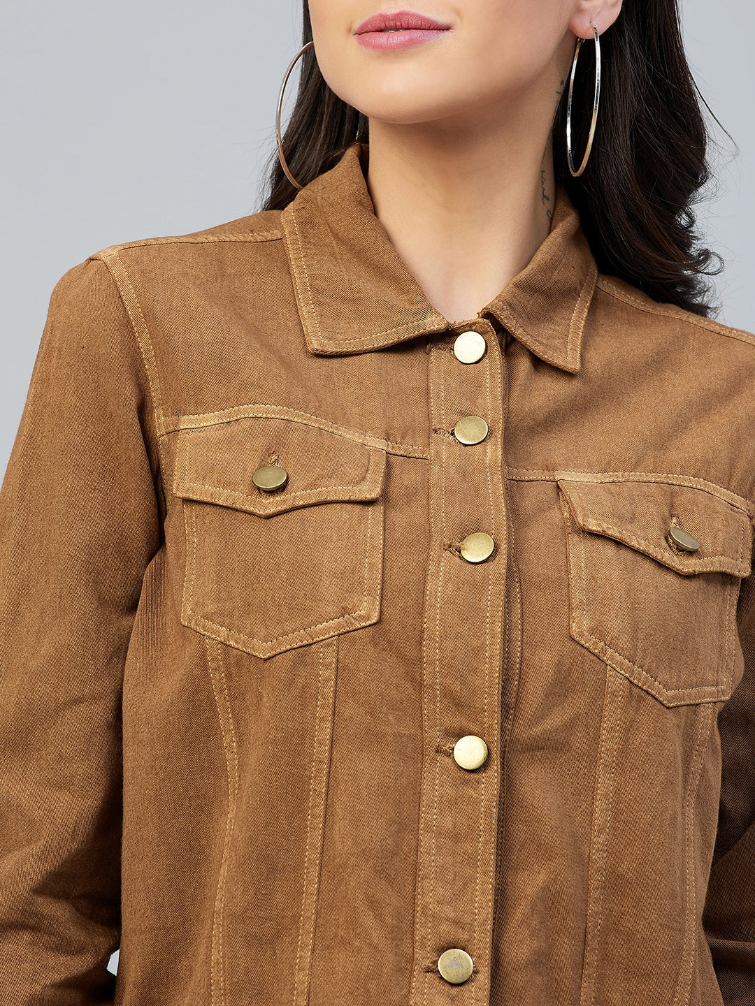 Women's Brown Cotton Twill Jacket