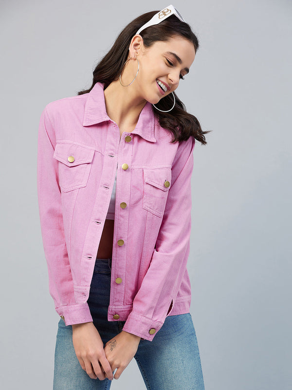 Women's Pink Cotton Twill Jacket