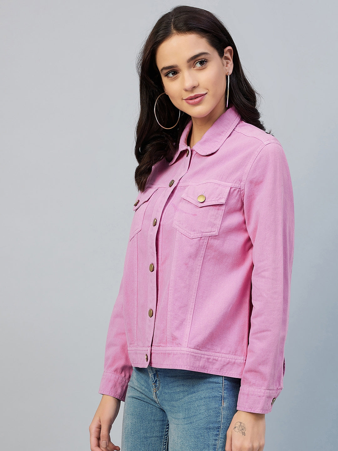 Women's Pink Cotton Twill Jacket