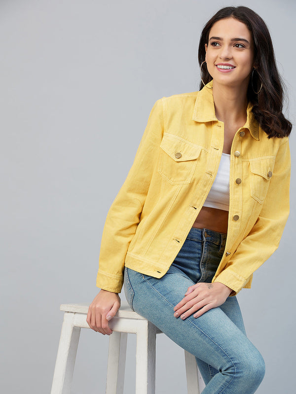 Women's Yellow Cotton Twill Jacket