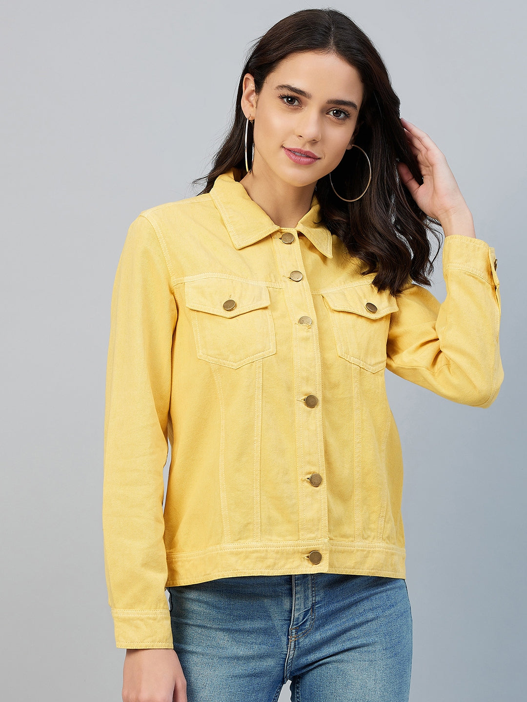 Women's Yellow Cotton Twill Jacket
