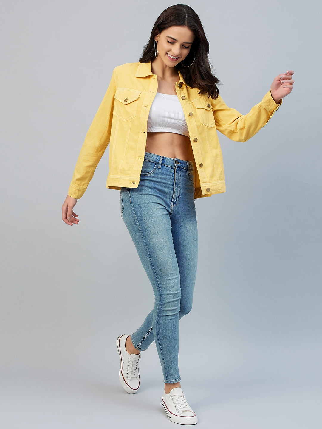 Women's Yellow Cotton Twill Jacket