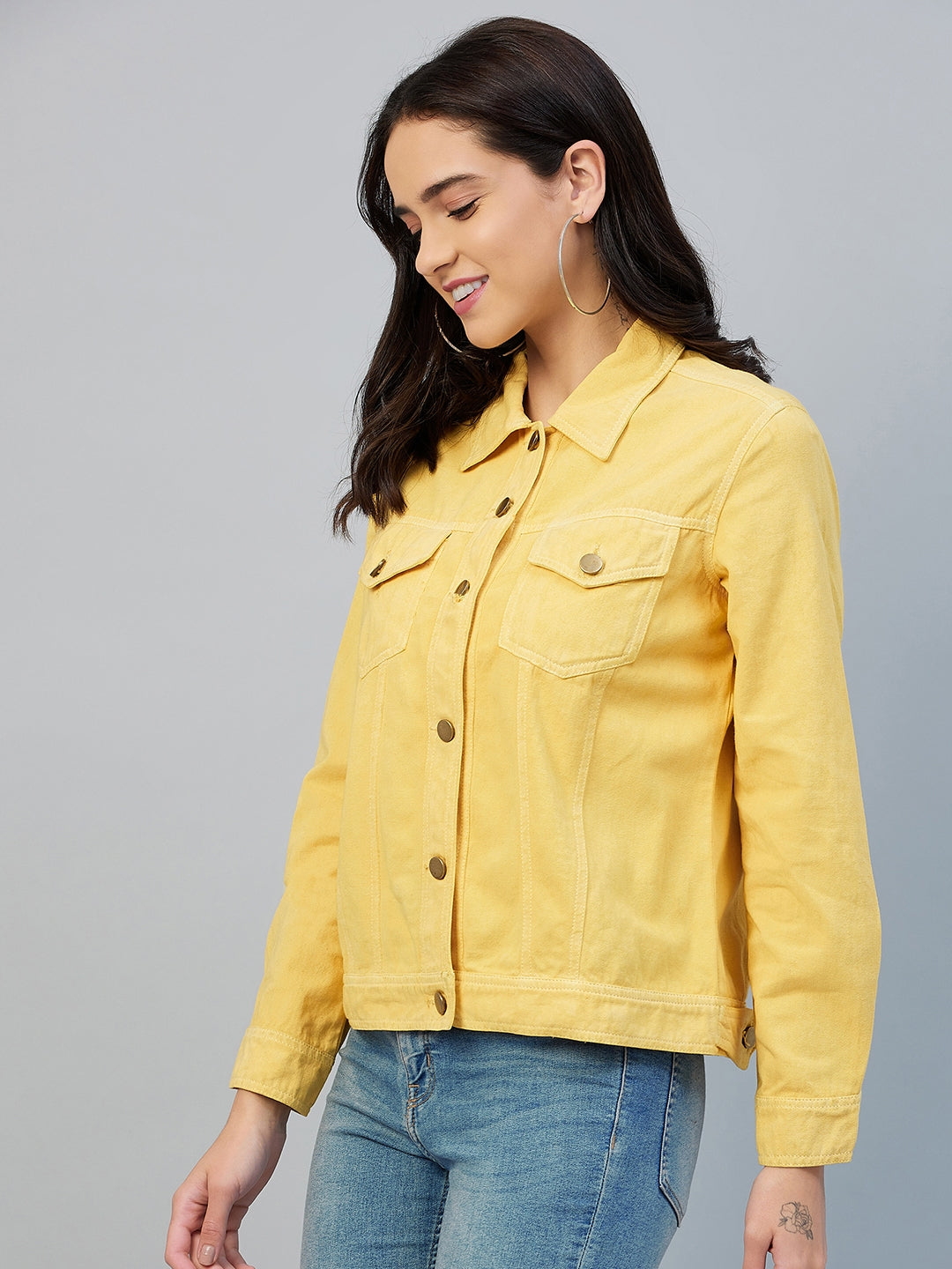 Women's Yellow Cotton Twill Jacket