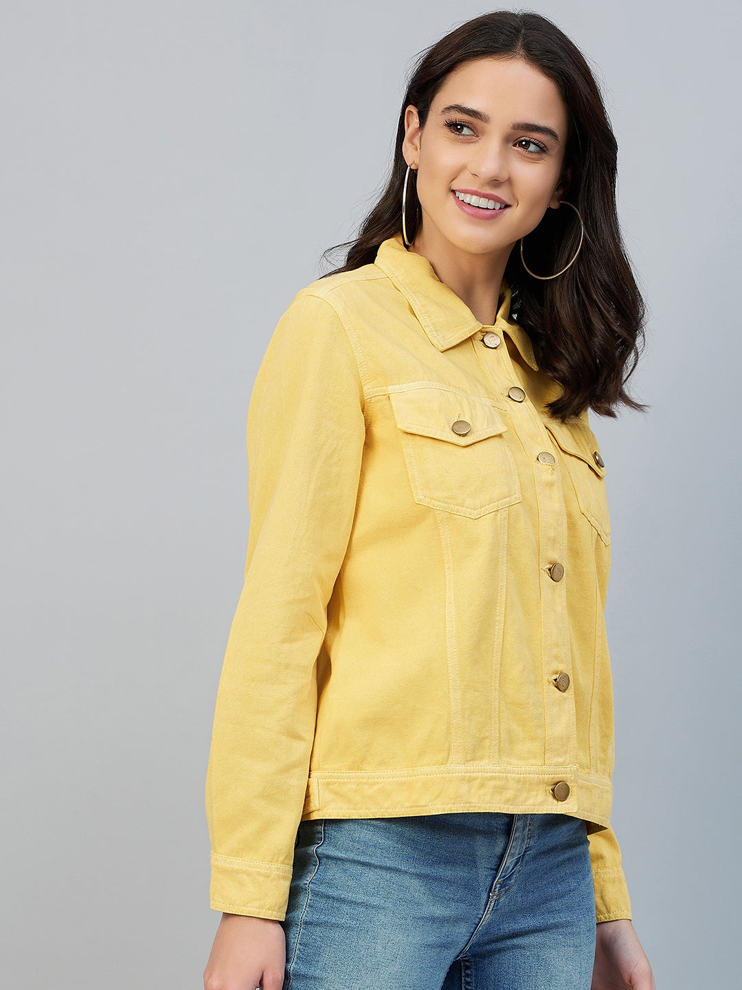 Women's Yellow Cotton Twill Jacket