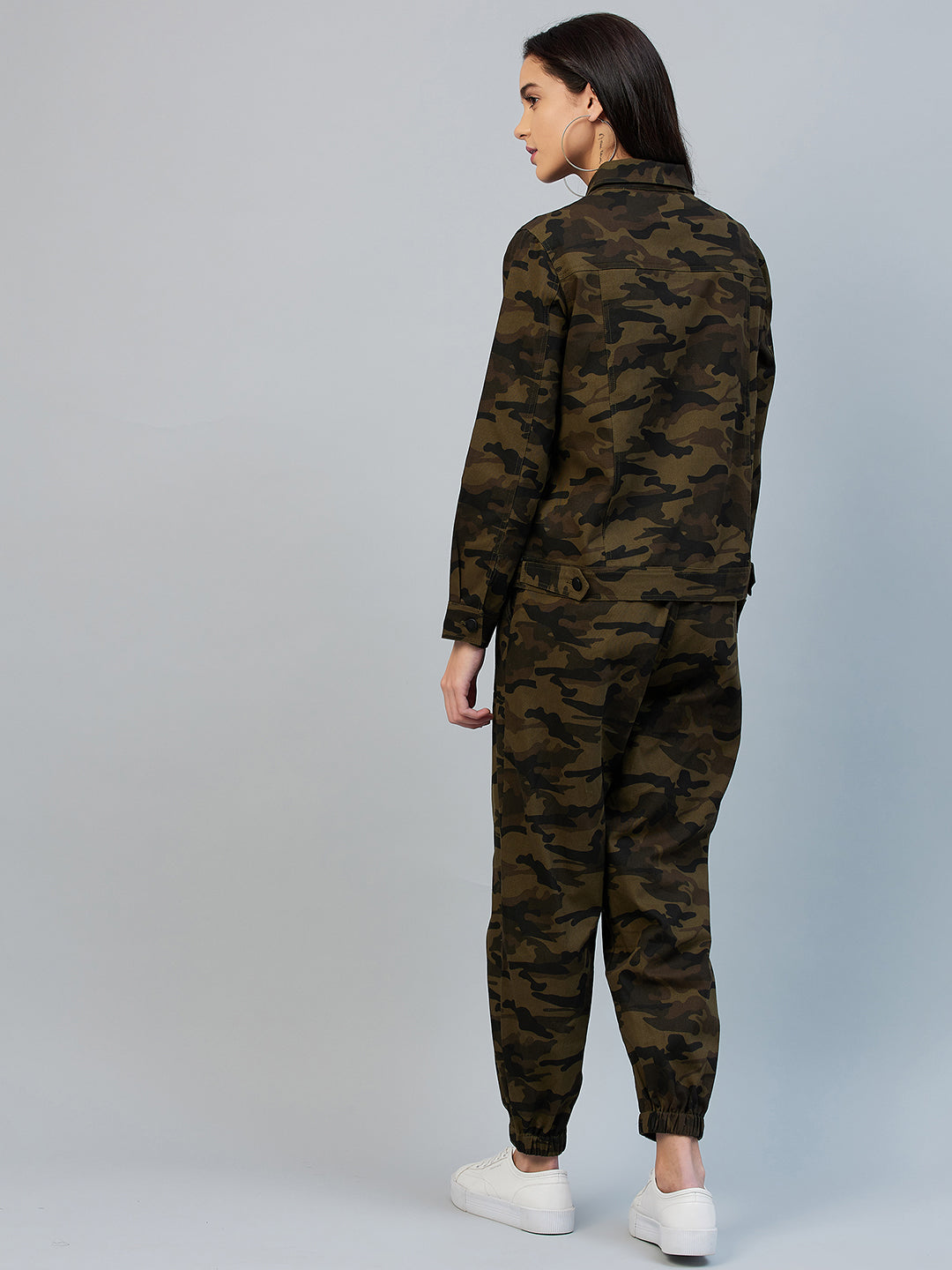 Women's Army Print Cotton Twill Jacket and Jogger Set