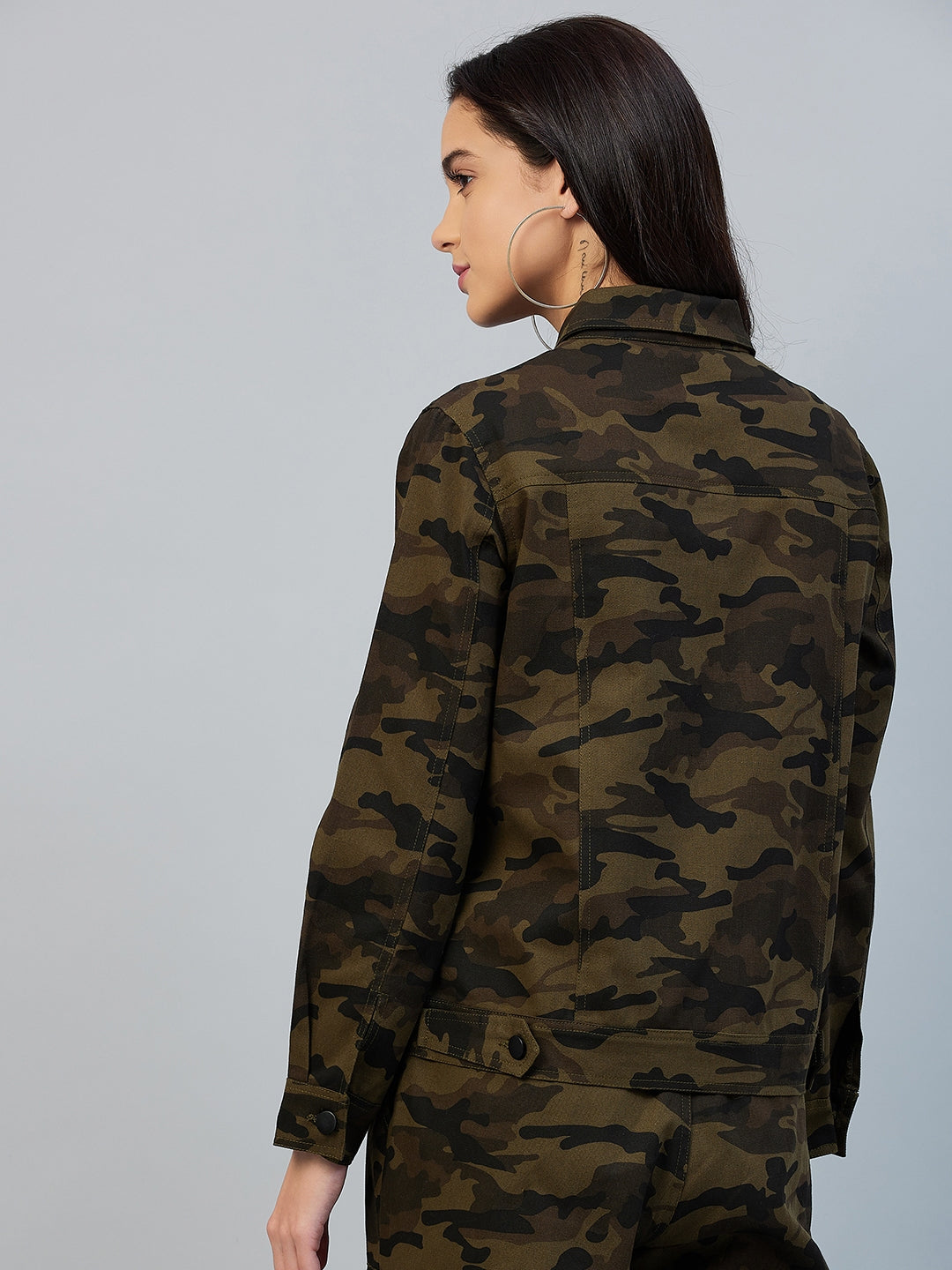Women's Army Print Cotton Twill Jacket