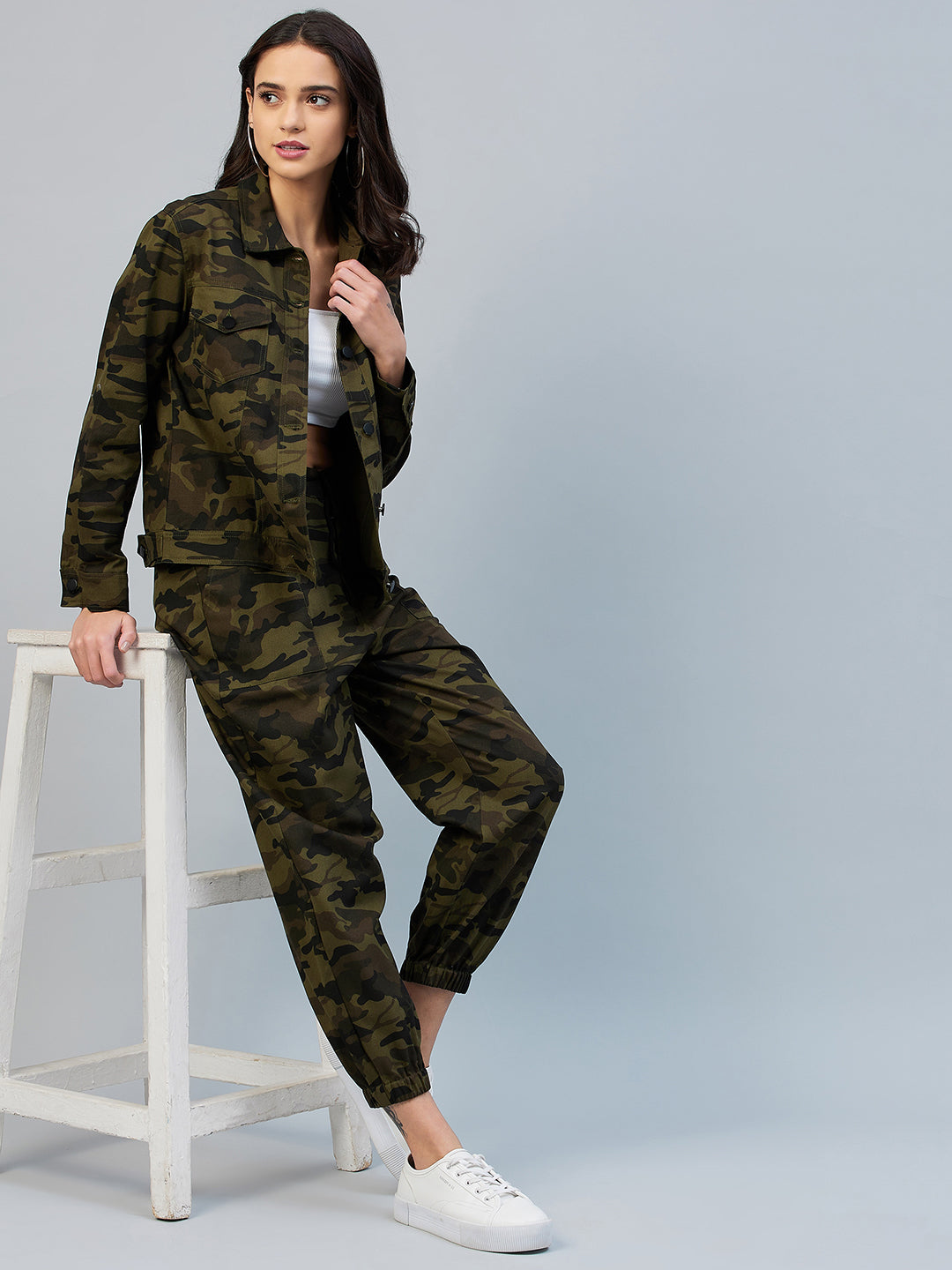 Women's Army Print Cotton Twill Jogger