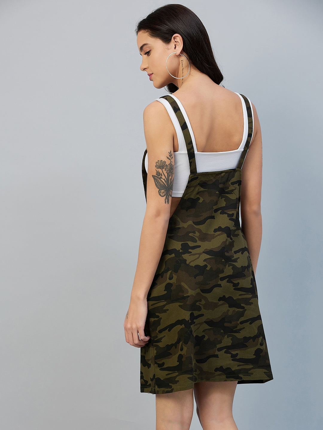 Women's Army Print Cotton Twill Dungaree (Inner top not included)
