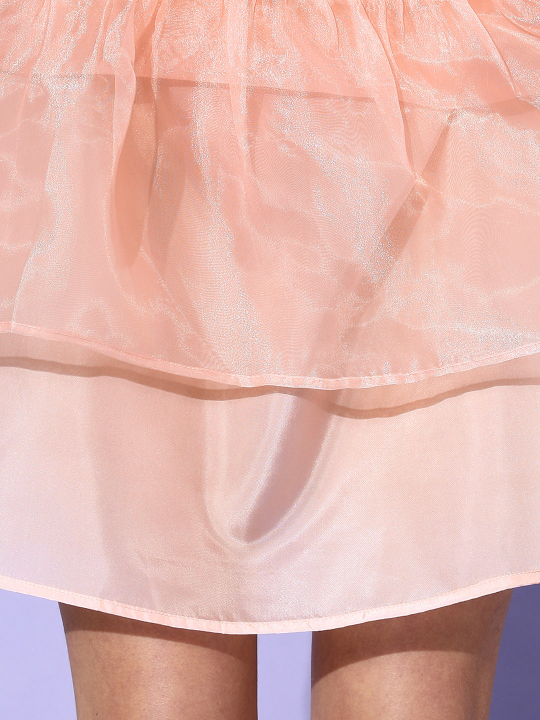 Women's Sheer Onion Pink Organza Sleeveless Dress