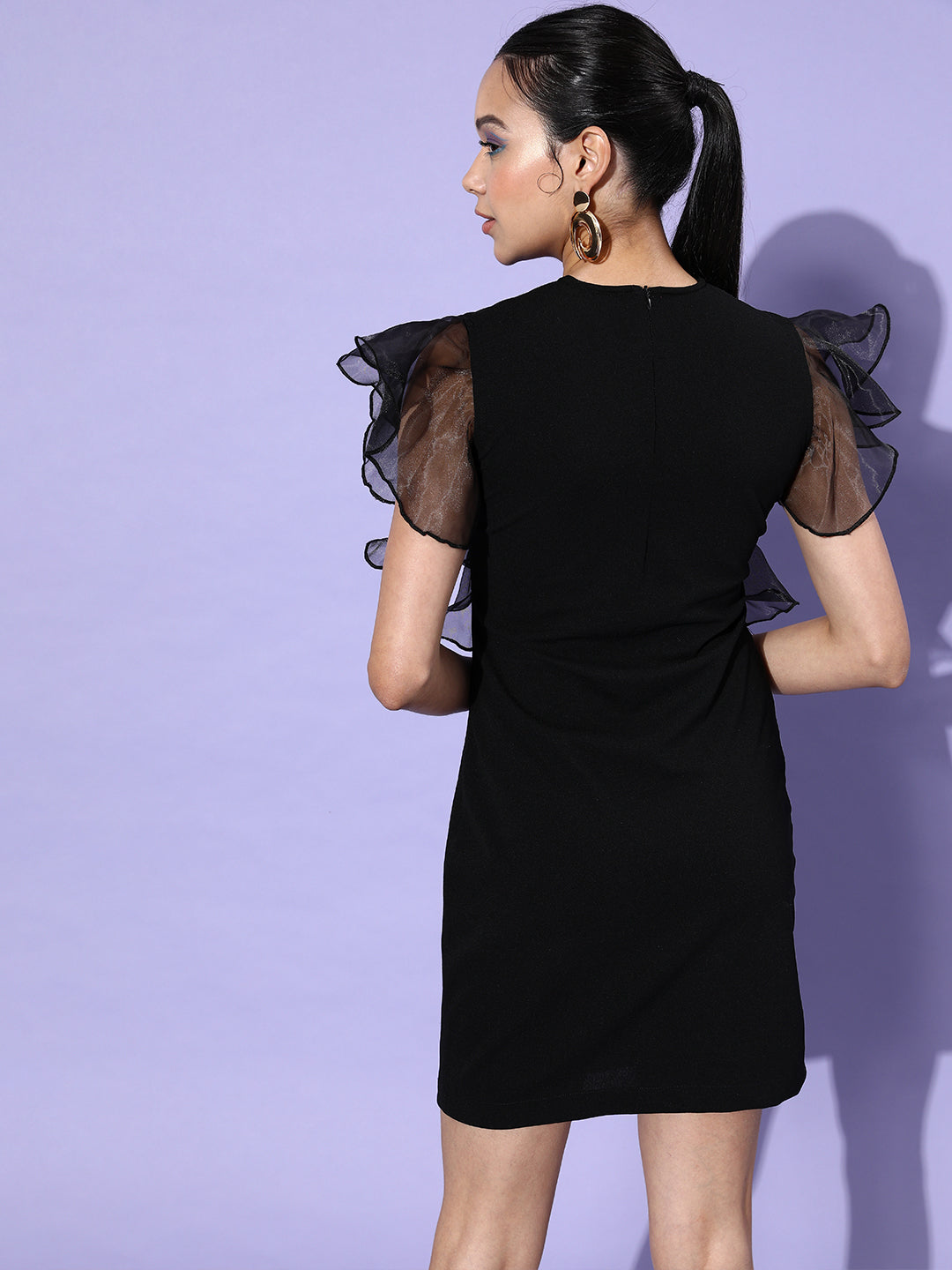 Women's Black Dress with Ruffles