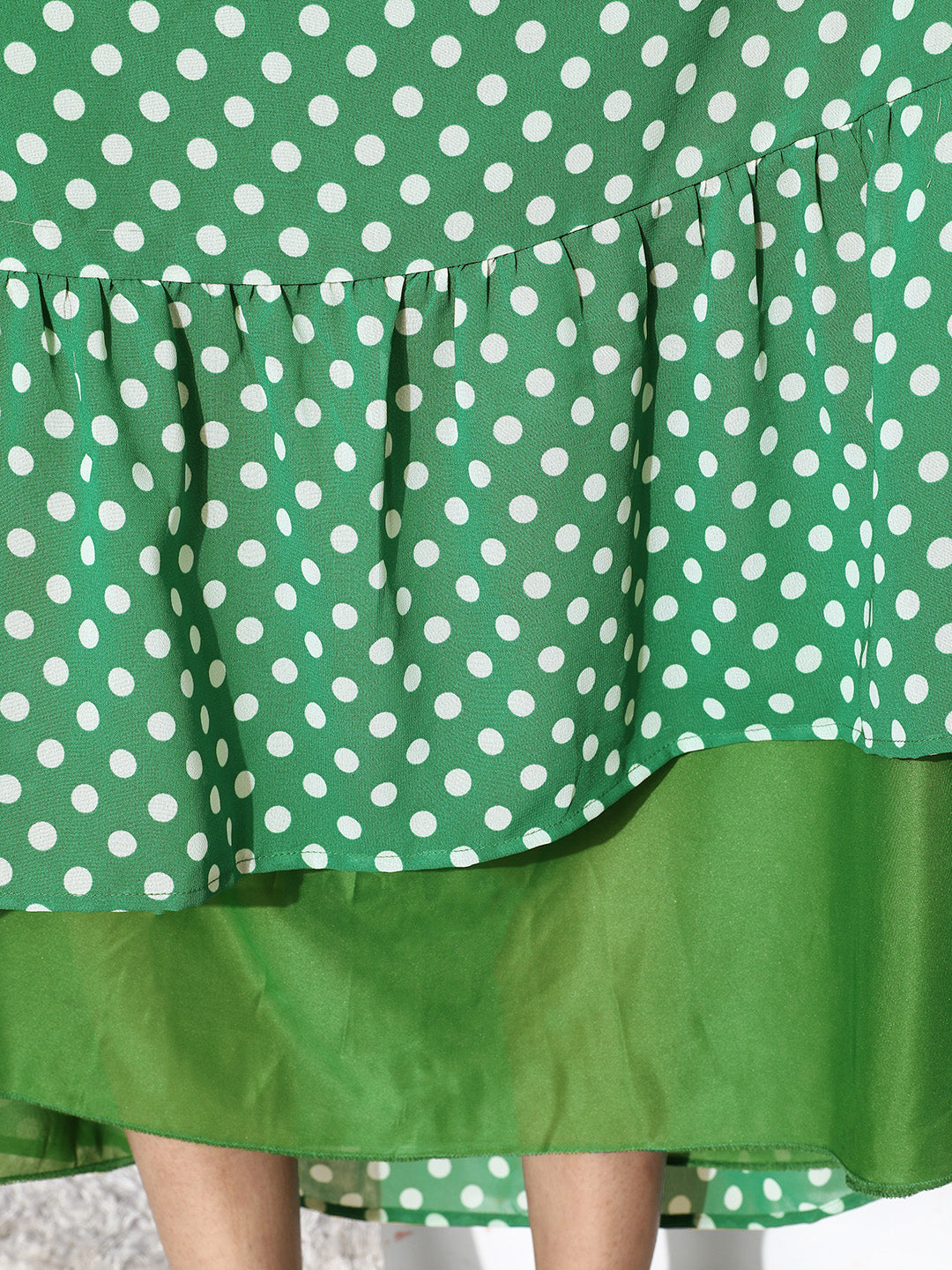 Women's Green Polka Maxi Dress