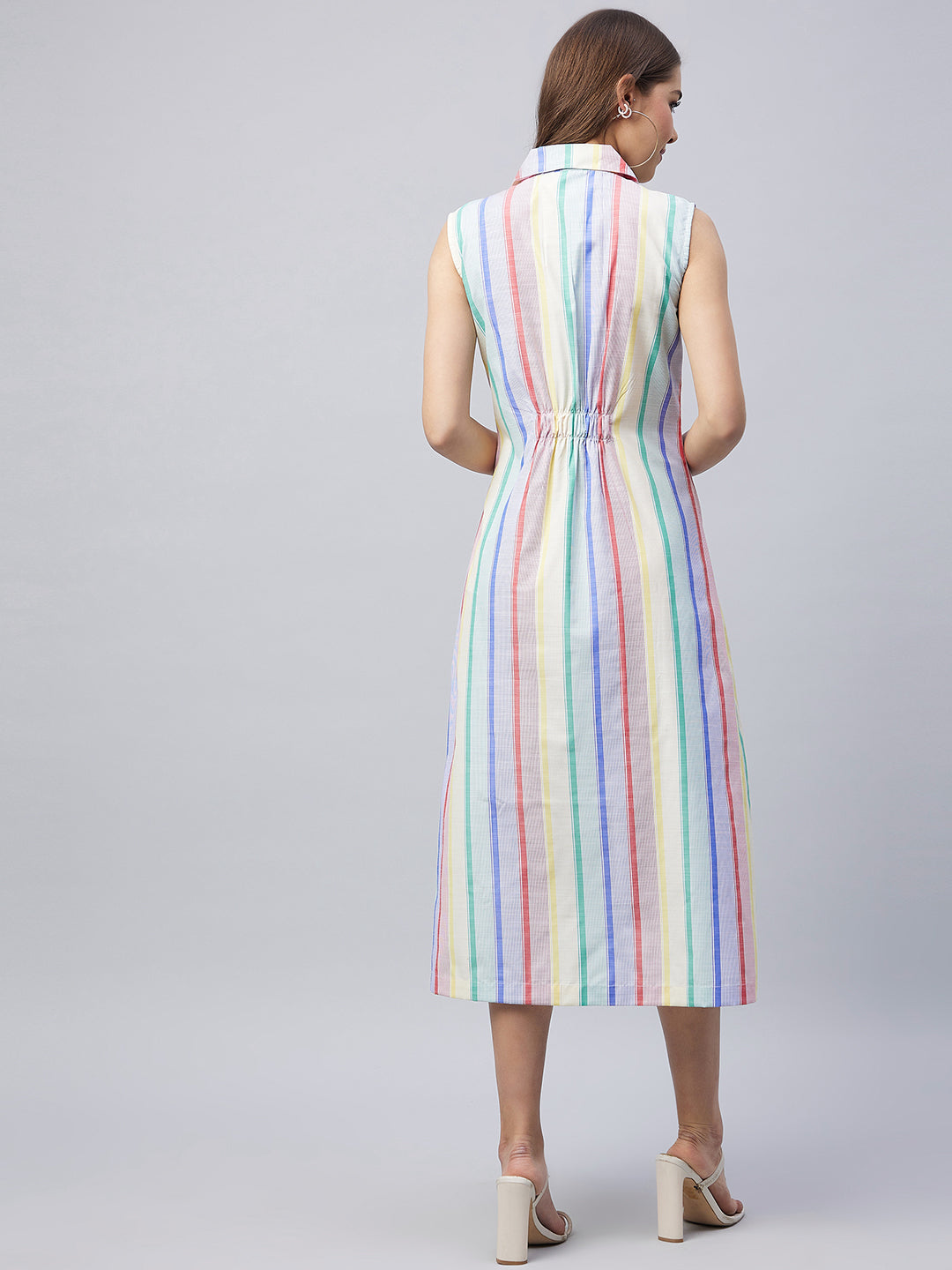 Women's Multi Coloured Striped Blazer Midi Dress