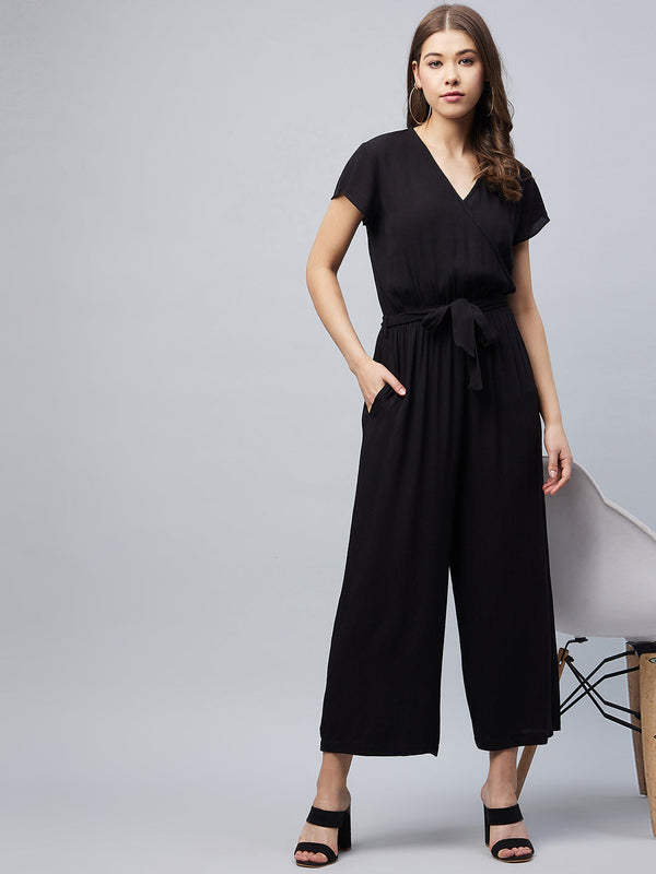 Women's Rayon Black Jumpsuit