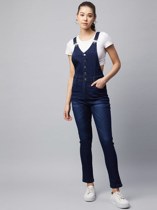 Women's Denim Lycra Dungaree (T Shirt not included)