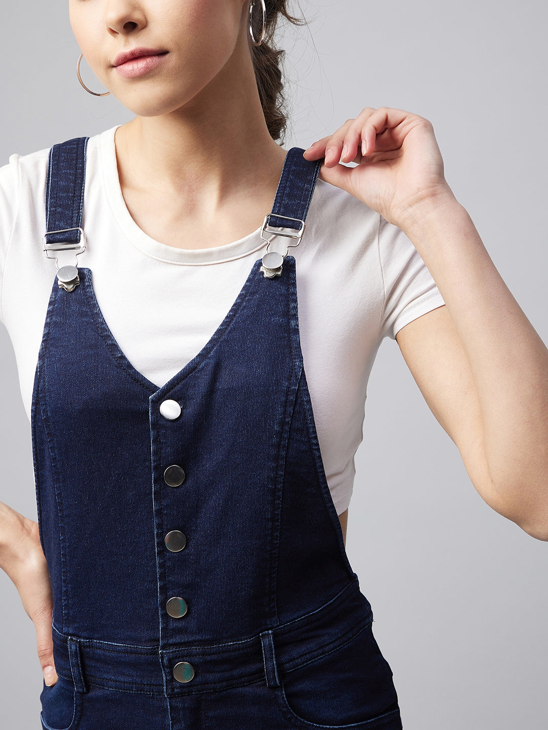 Women's Denim Lycra Dungaree (T Shirt not included)