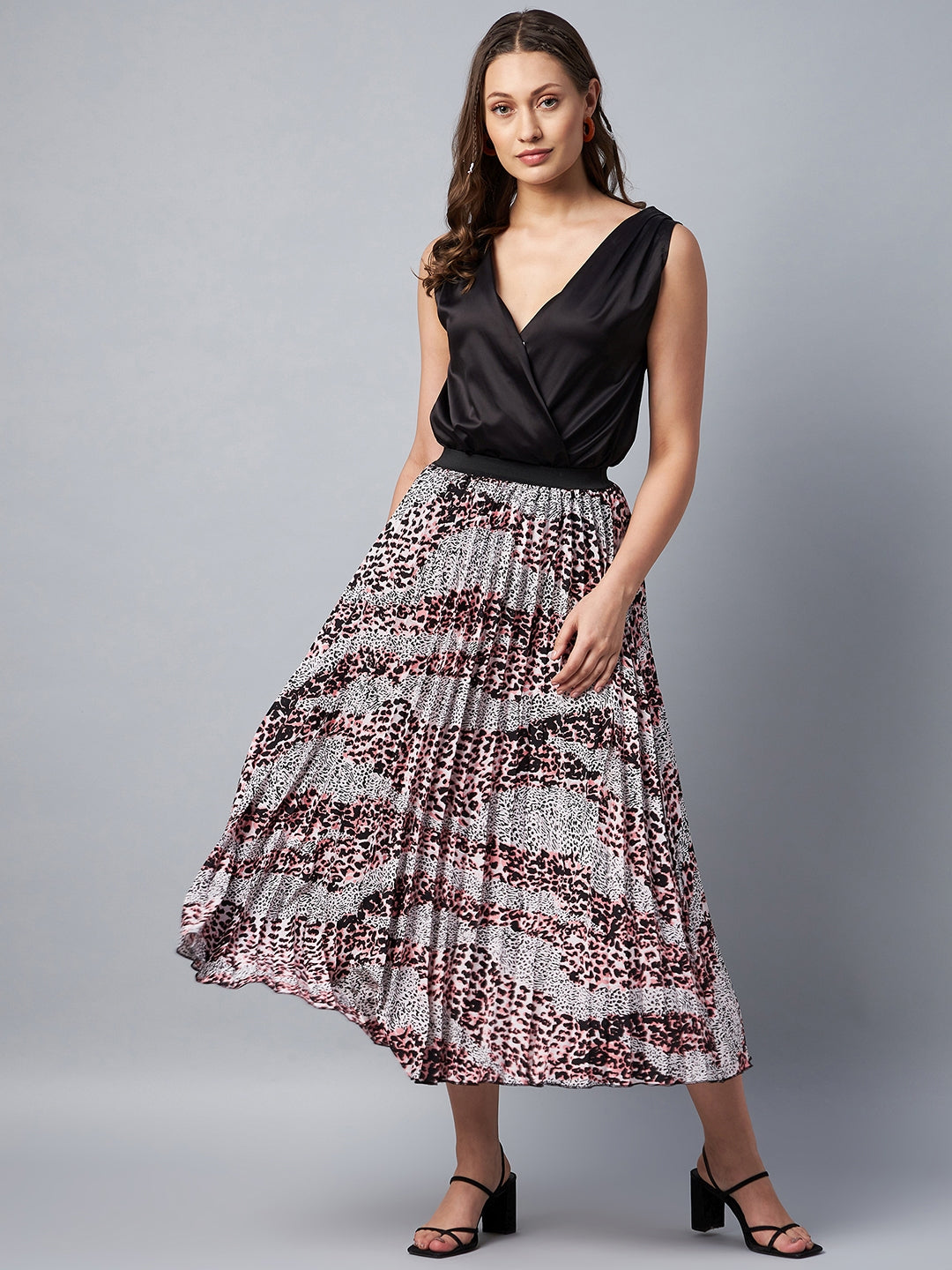 Women's Animal Print Pleated Skirt