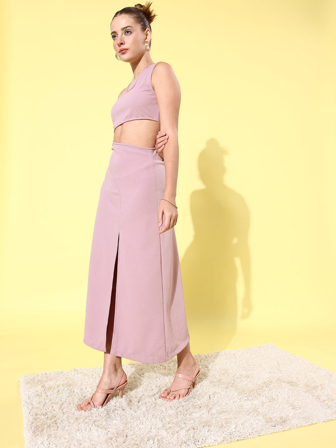 Women's Lavender Cut Out One Shoulder Maxi Dress