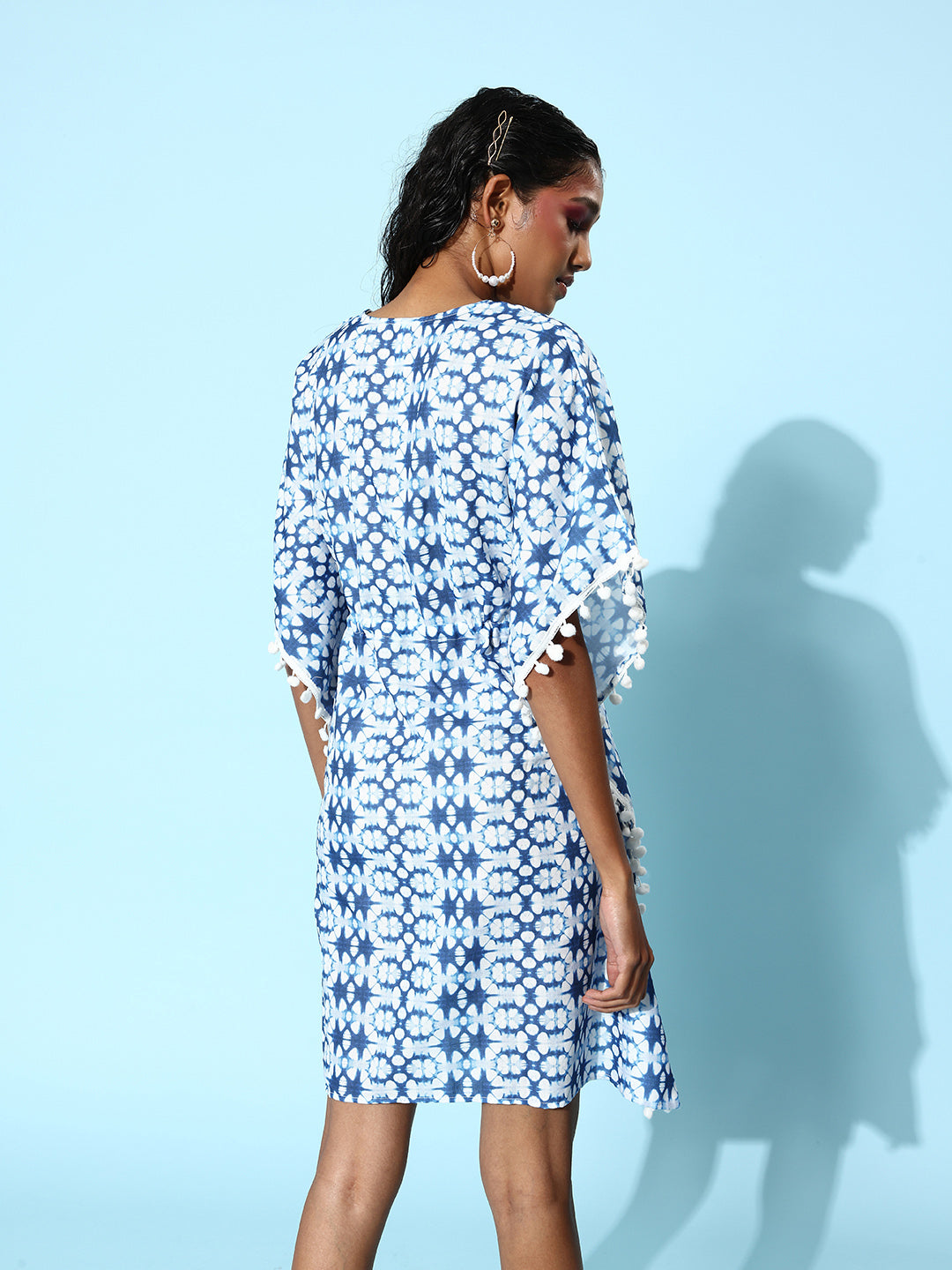 StyleStone Women's Blue Printed Kaftan Dress