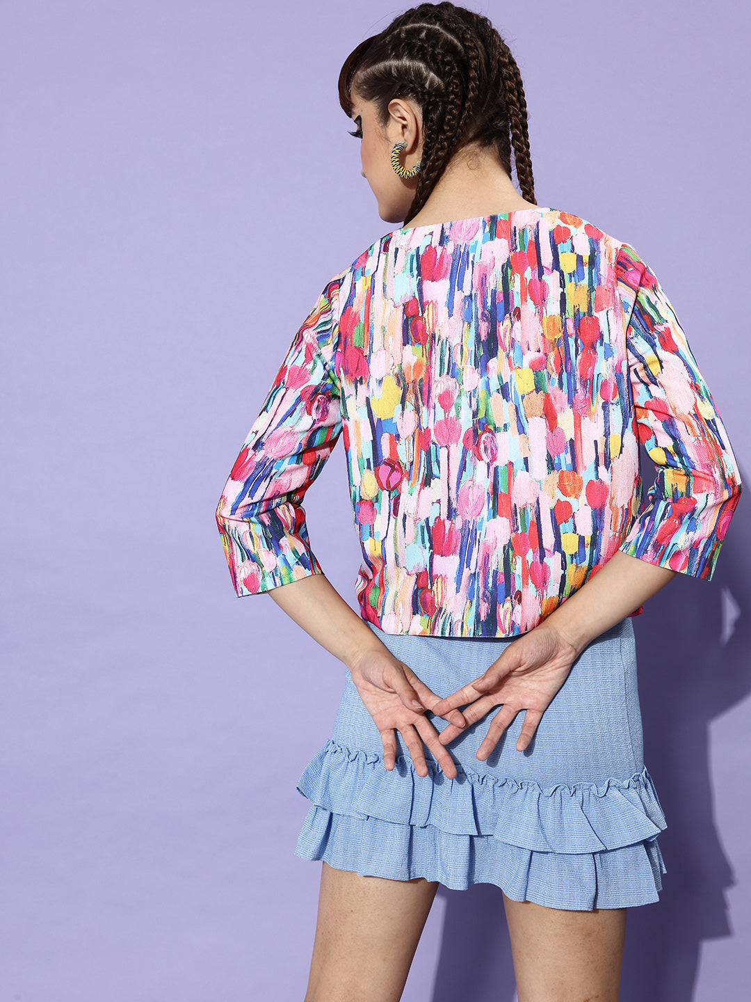 StyleStone Women's Multi Floral Printed Polyester Shrug
