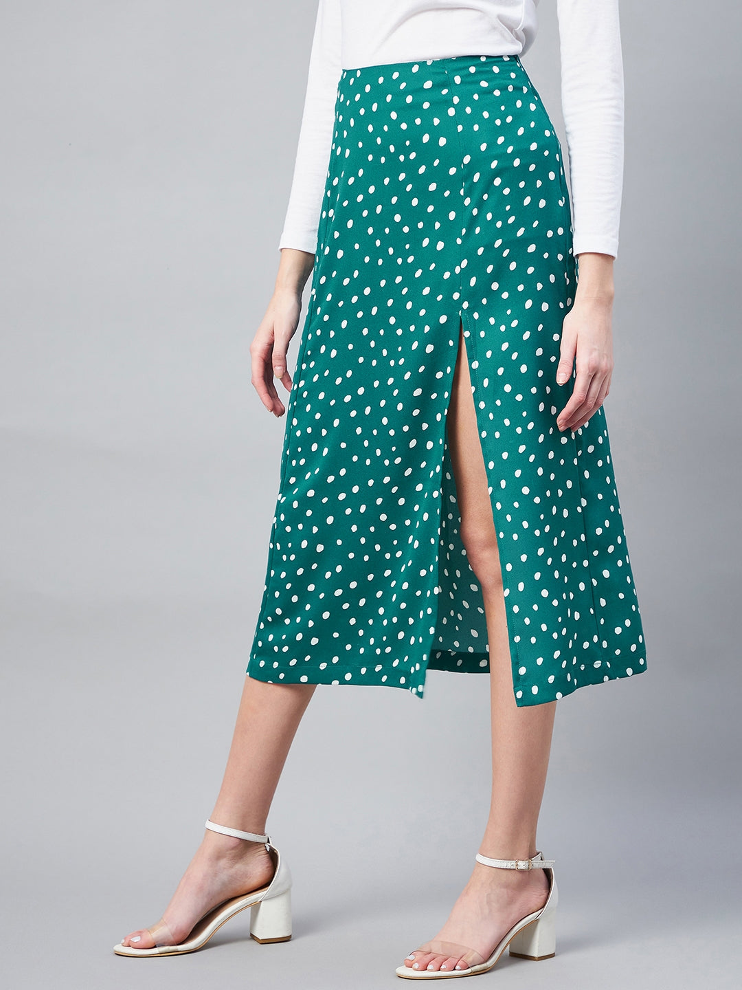 StyleStone Women's Floral Slit Midi Skirt- Yellow
