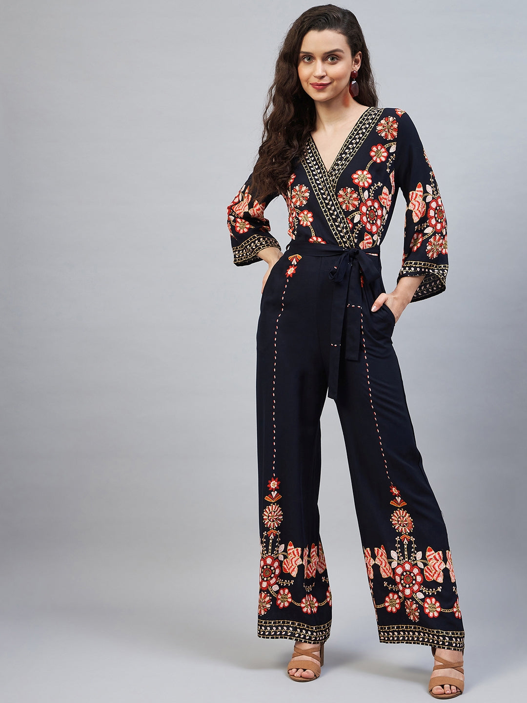 StyleStone Women's Rayon Printed Floral Jumpsuit