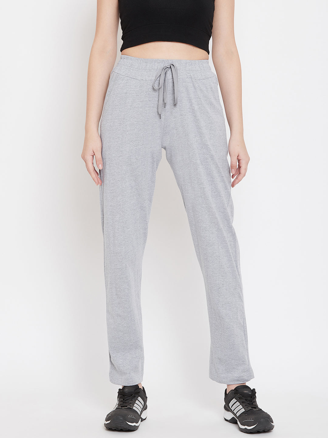 Women's Pack of 2 Track Pants-Black and Light Grey