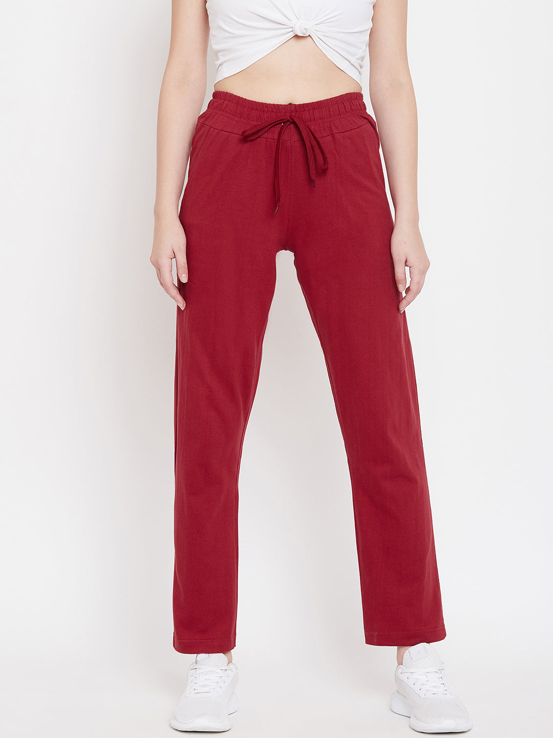 Women's Pack of 2 Track Pants-Light Grey and Maroon