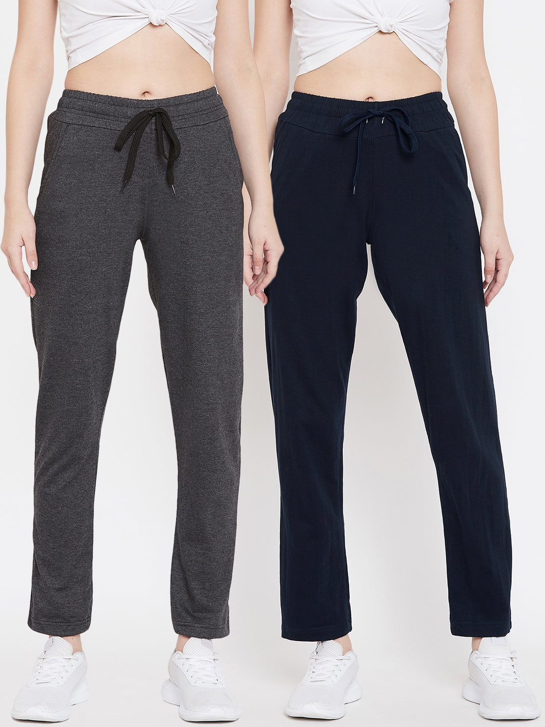 Women's Pack of 2 Track Pants-Navy and Dark Grey