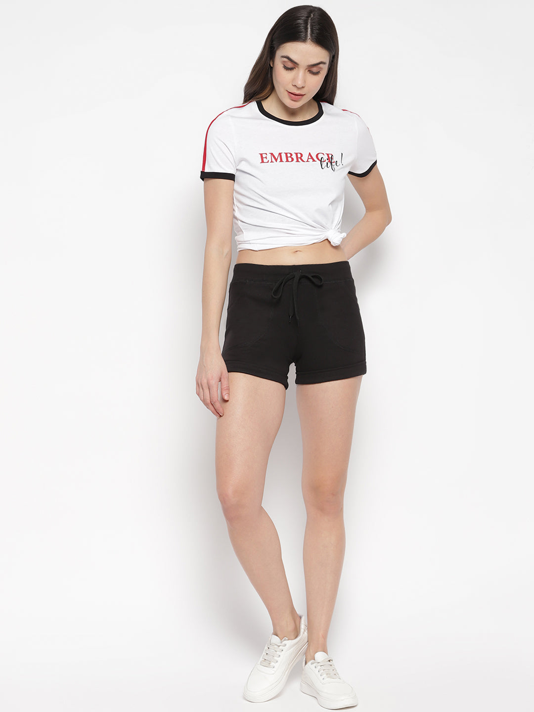Women's Black Cotton Shorts