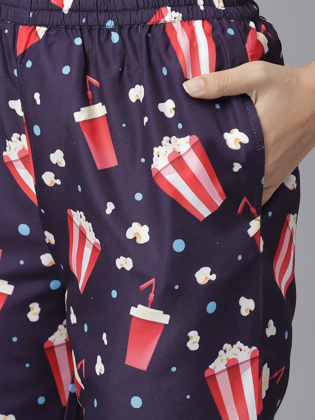 Women's Popcorn Digital Print Night Suit Set