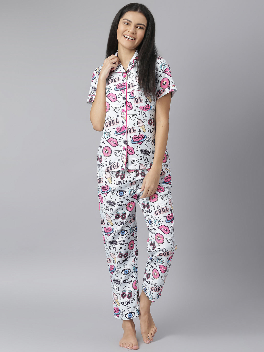 Women's Quirky Digital Print Night Suit Set