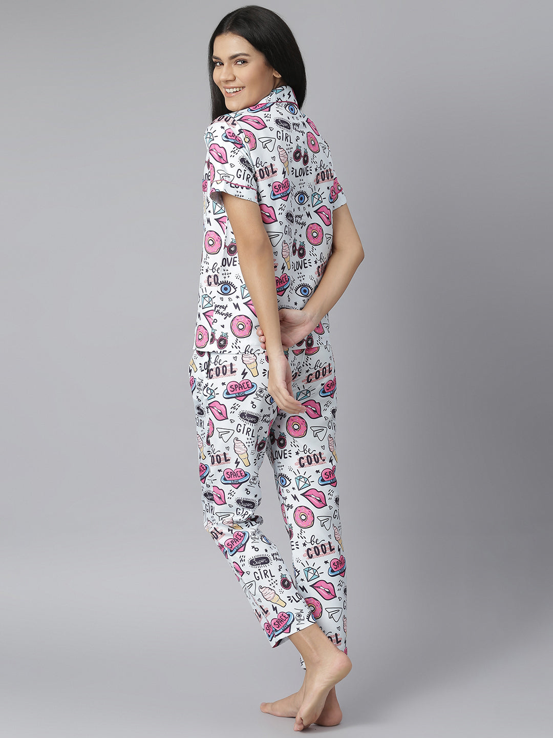 Women's Quirky Digital Print Night Suit Set