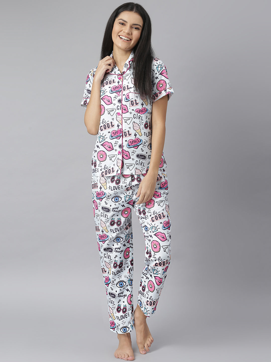 Women's Quirky Digital Print Night Suit Set