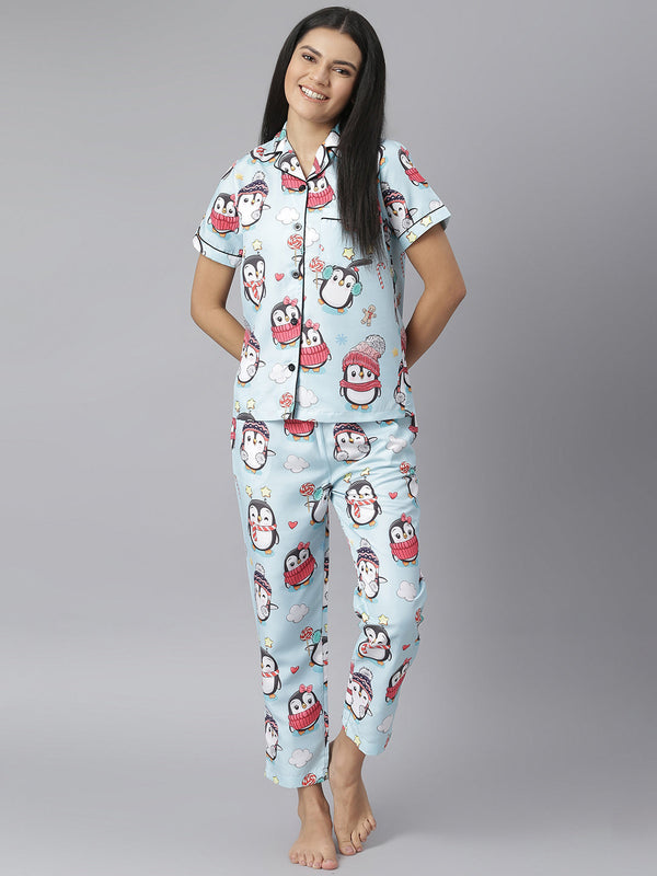 Women's Penguin Digital Print Night Suit Set