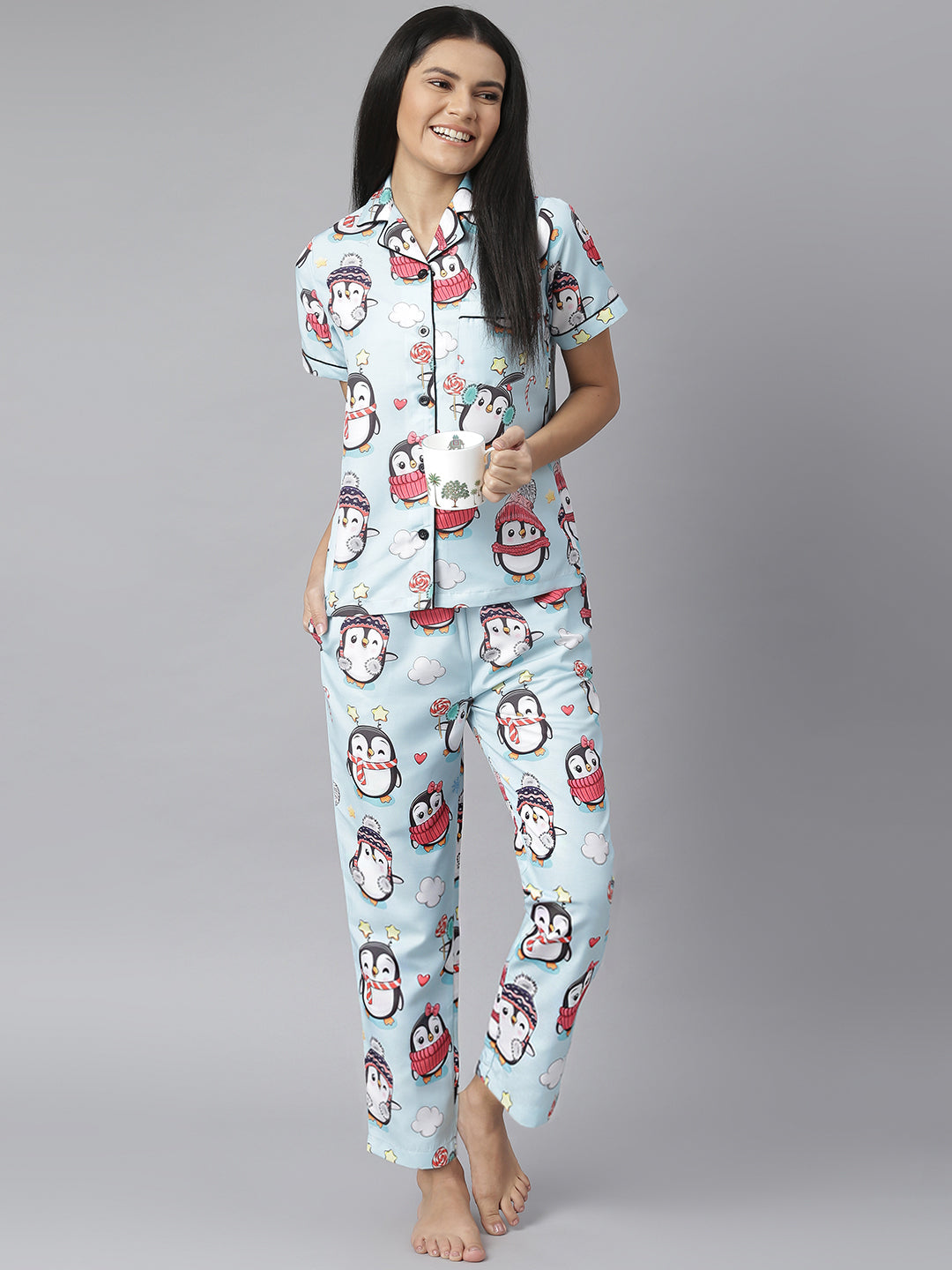 Women's Penguin Digital Print Night Suit Set