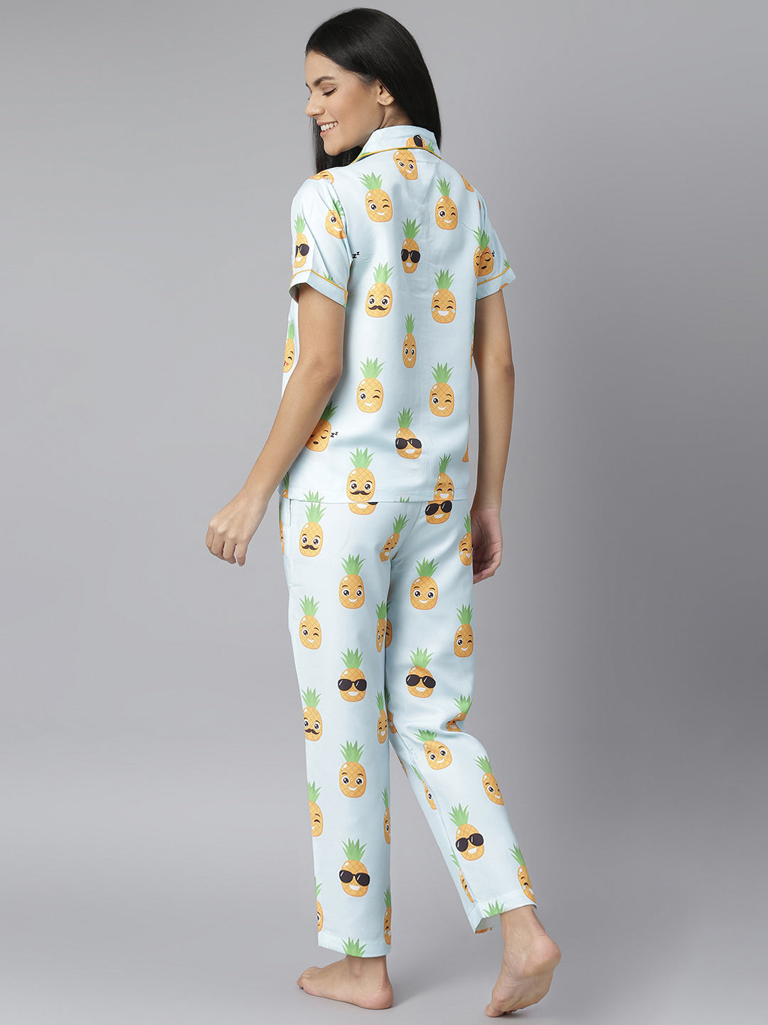 Women's Funny Pineapple Digital Print Night Suit Set