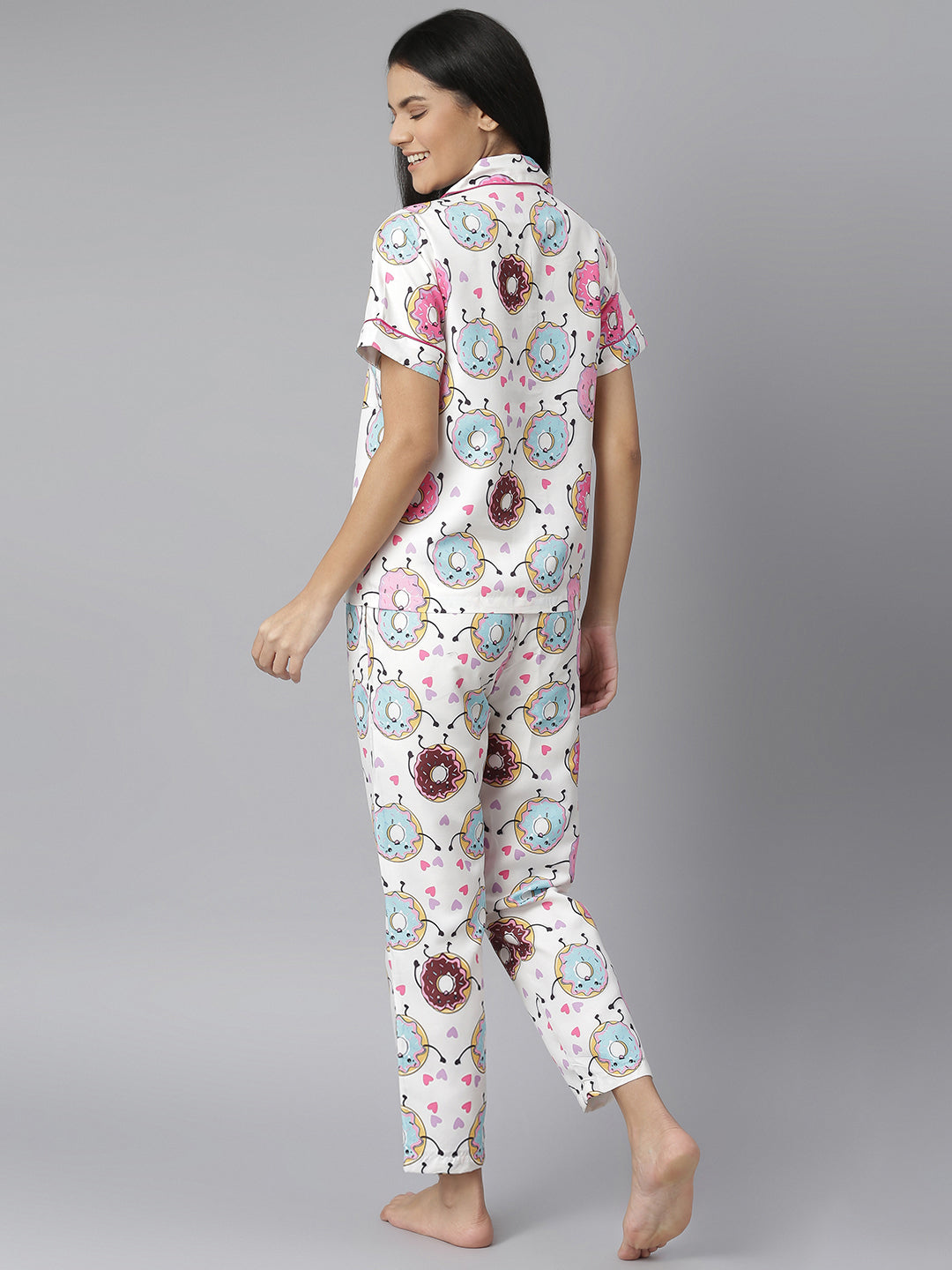 Women's Doughnut Digital Printed Night Suit Set